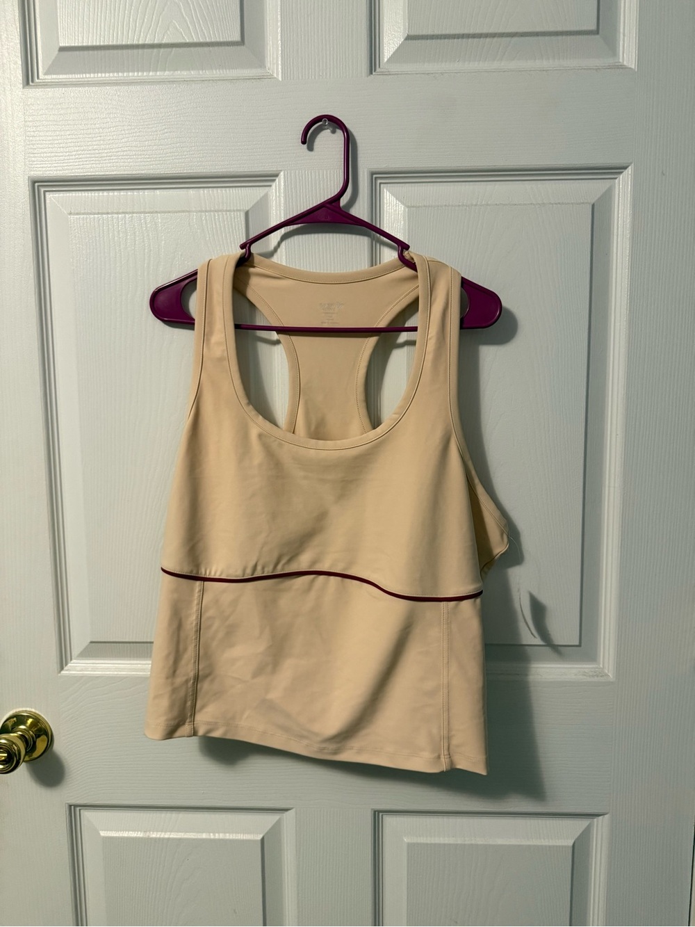 Old Navy Cream Racerback Crop Top with Maroon Trim